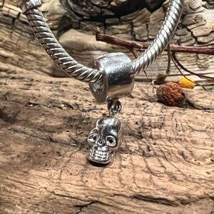 Second Copy 925 European Charm Skull Head Sterling Silver Halloween Punk Bead